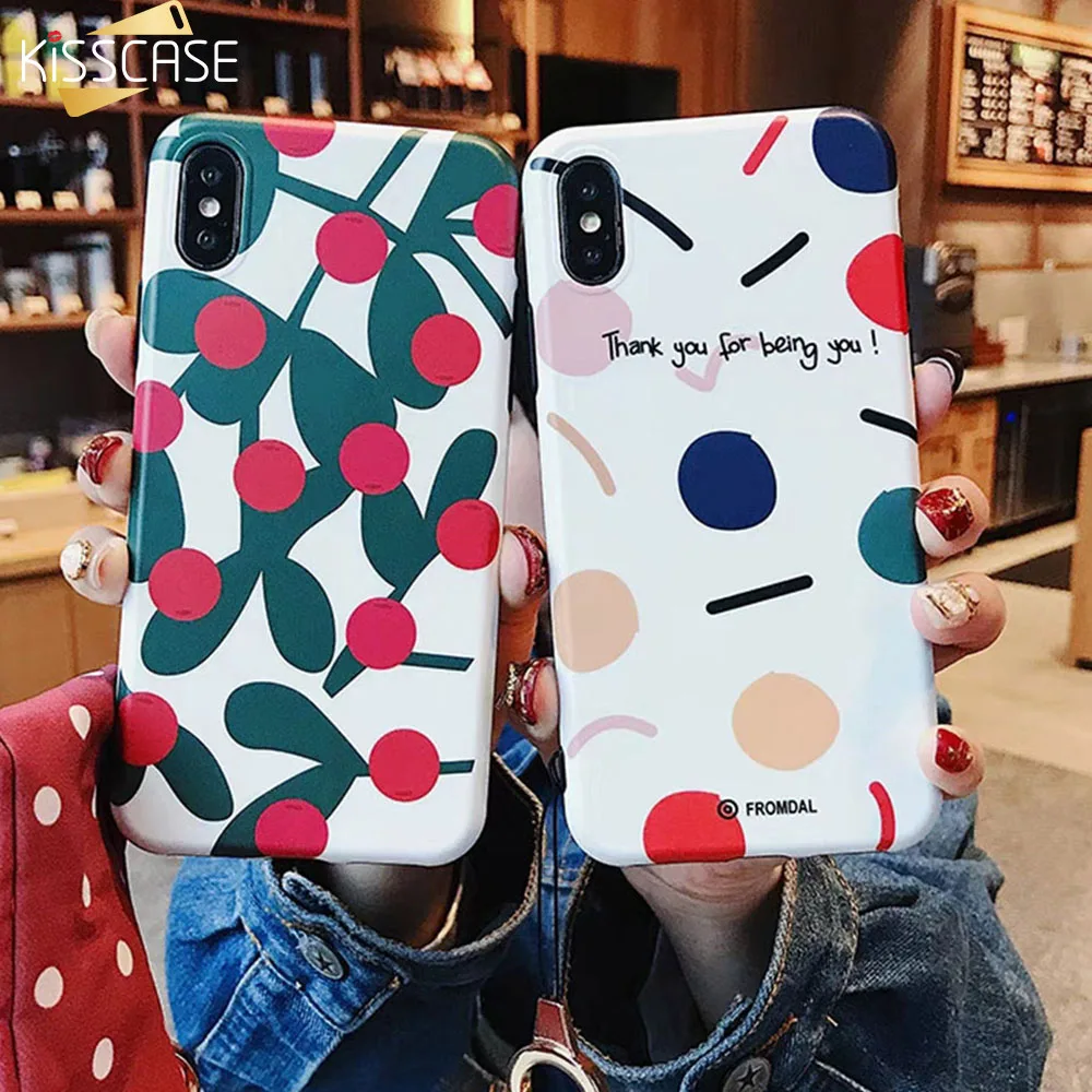 Мягкий чехол KISSCASE для iPhone 7 XS XR XSAMX X 10 8 в горошек с вишневым узором телефона 6 6S Plus |