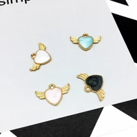 10pcslot 2114mm cute wing heart enamel charms metal pendants gold base fashion jewelry accessories for diy handmade