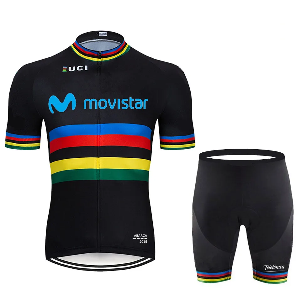 3 Movistar Men Cycling Jersey Short Sleeve Sets Breathable MTB Bike Cycling Clothing Cycle Sportswear Ropa Ciclismo - Цвет: 3