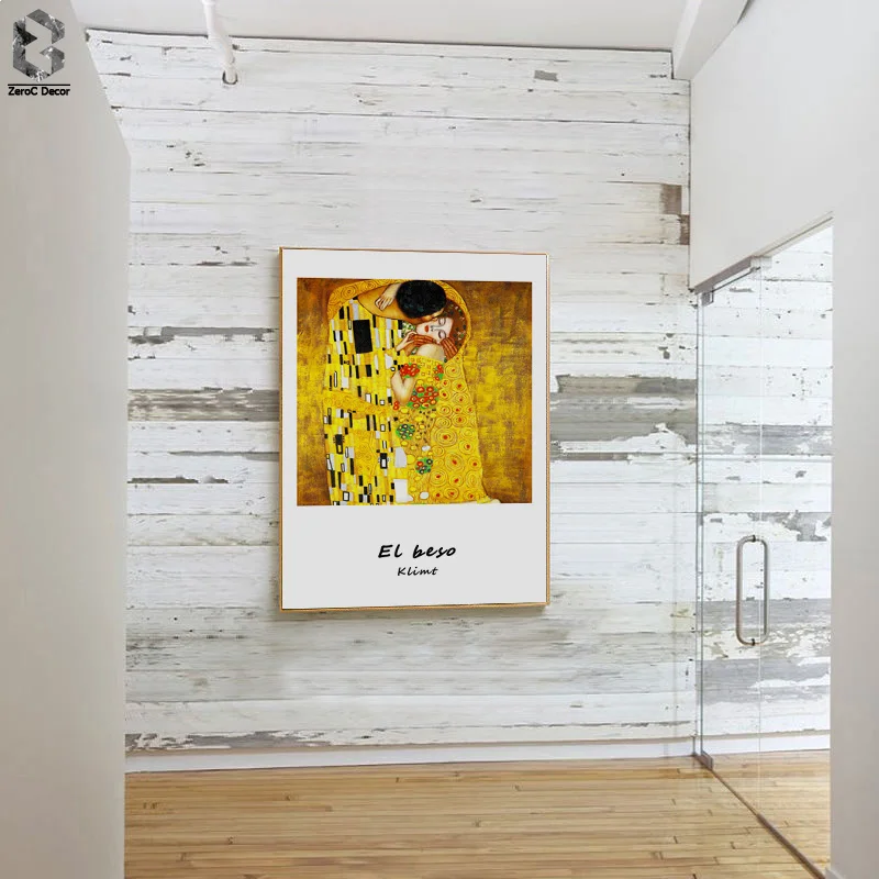 

Gustav Klimt Famous Canvas Art Print Poster, The Kiss Wall Paintings for Living Room Decoration Abstract Home Decor