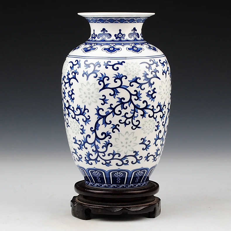

Jingdezhen ceramic classic blue and white glaze color for exquisite bone china vase home decoration crafts decoration