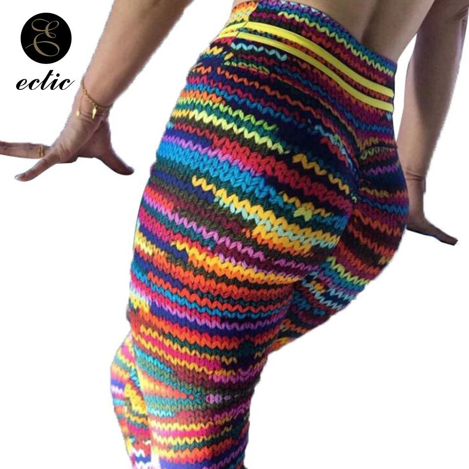 Вязаные Леггинсы с принтом 3d Панталон Фитнес раздавите Booty леггинсы Высокая