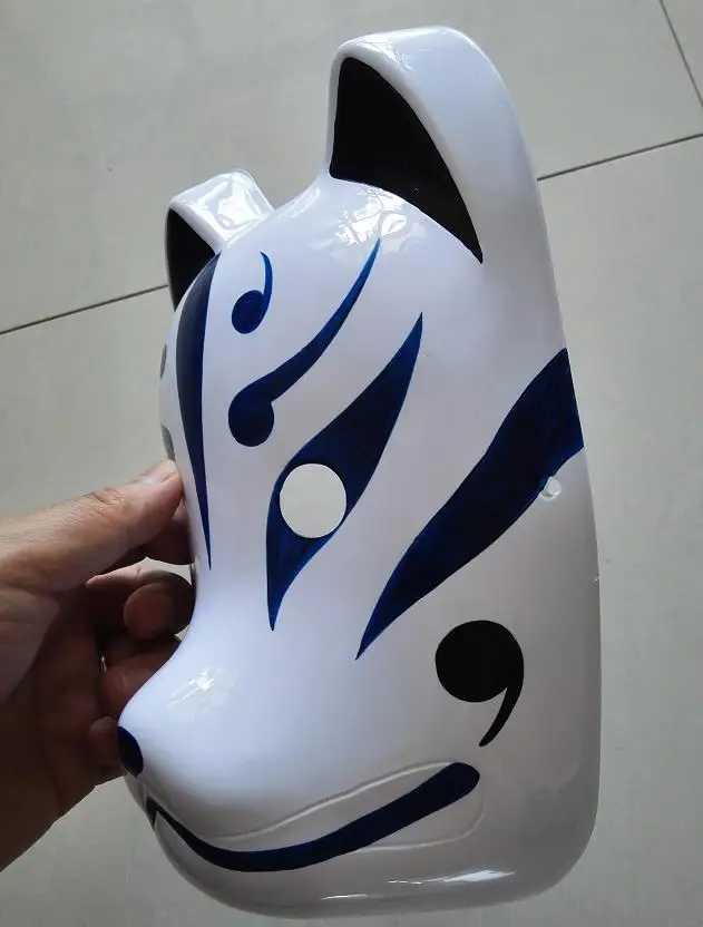 New Hand-Painted Full Face Japanese Fox Mask Kitsune Cosplay PVC Masquerade Collection Noh Party halloween mask | Тематическая