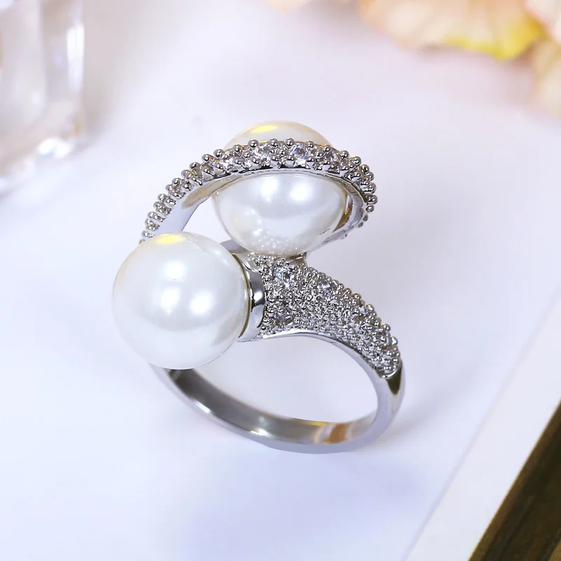 Дизайн Близнецы жемчуг высокое качество польский кубический циркон установка