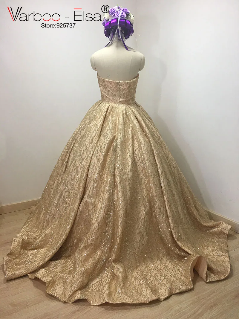 VARBOO_ELSA роскошное вечернее платье с золотыми блестками 2018 на заказ длинное для