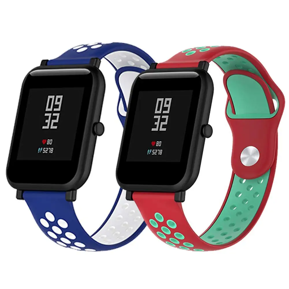 Горячая Распродажа силиконовый спортивный кожаный ремешок для часов Huami Watch Band Amazfit Bip A1608 спортивный браслет 42 мм 38 мм ремешок для часов