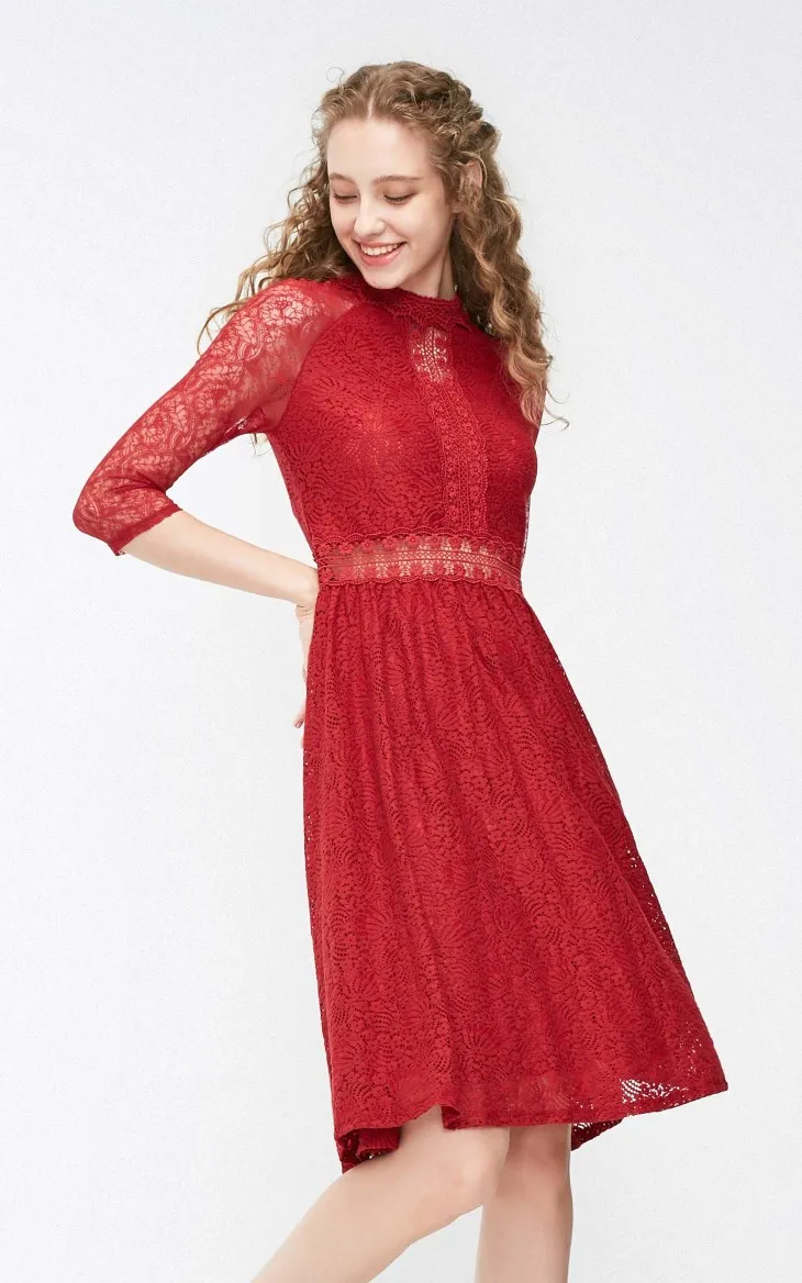 Vero Moda Новое Женское кружевное платье с вырезами на молнии 3/4 рукавами | 318361501