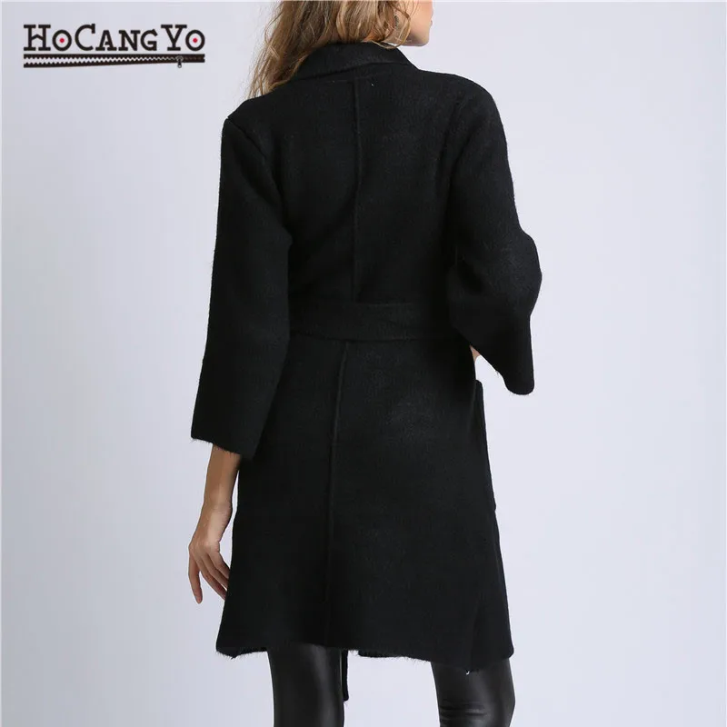 HCYO Sash Elastic Ladies Cardigans Winter Sweater Women Jumpers Elegant Warm Cardigan 2018 Autumn Soft Overcoat |