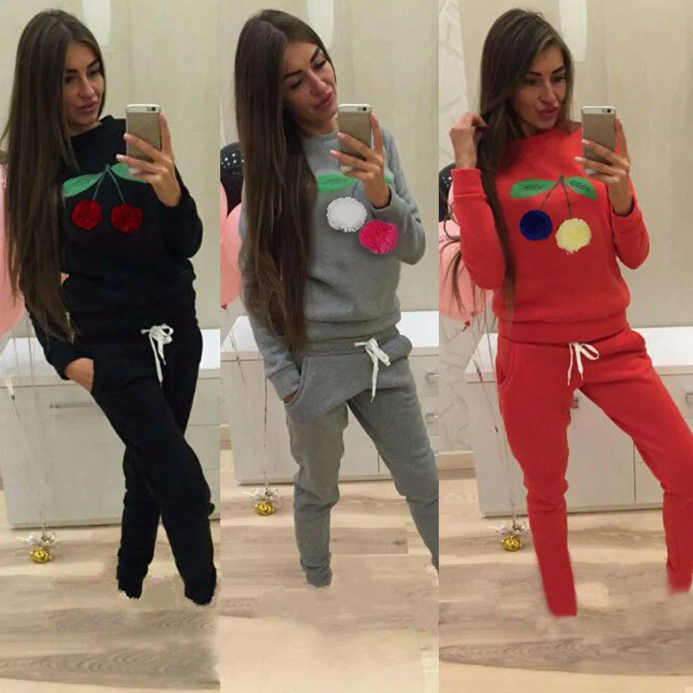 Мода 2017 г. Для женщин Спортивная осень-зима спортивные костюмы с длинными