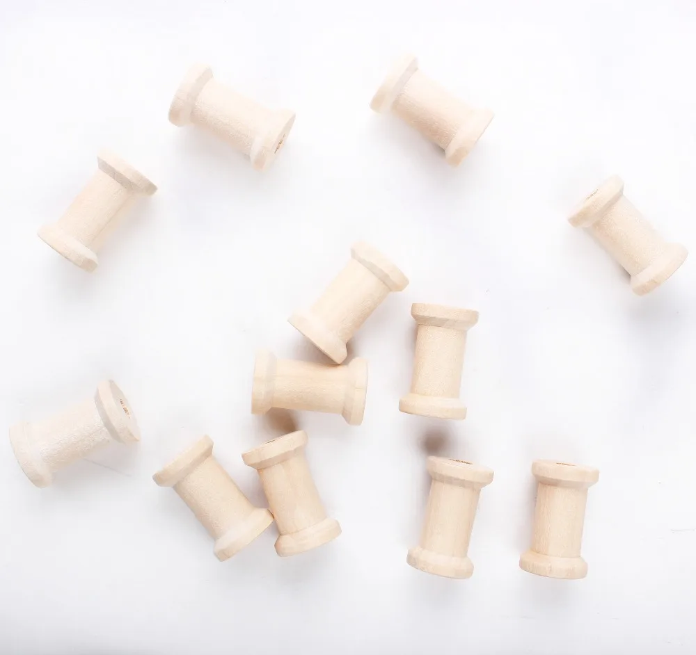 Новые пустые деревянные катушки для ниток из проволоки натурального цвета