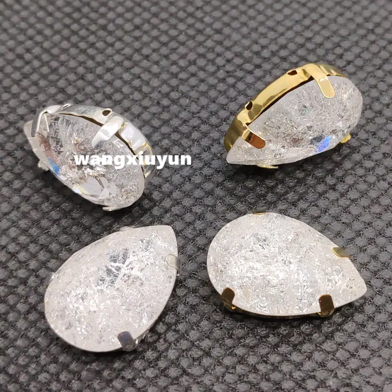 Top K9 Glass Sew On Stone k9 GLASS Crystals Teardrop Fancy with Metal Claw Setting 10x14 13x18mm Pear Sewing Rhinestone | Дом и сад