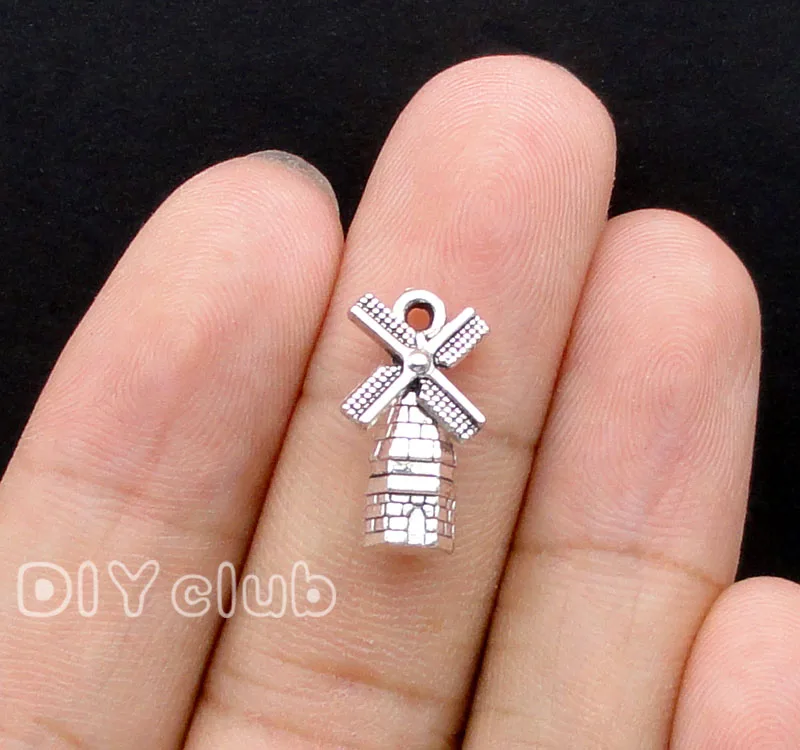 60pcs-Antique серебро 3D подвески в форме мельницы кулон 17x9mm | Украшения и аксессуары