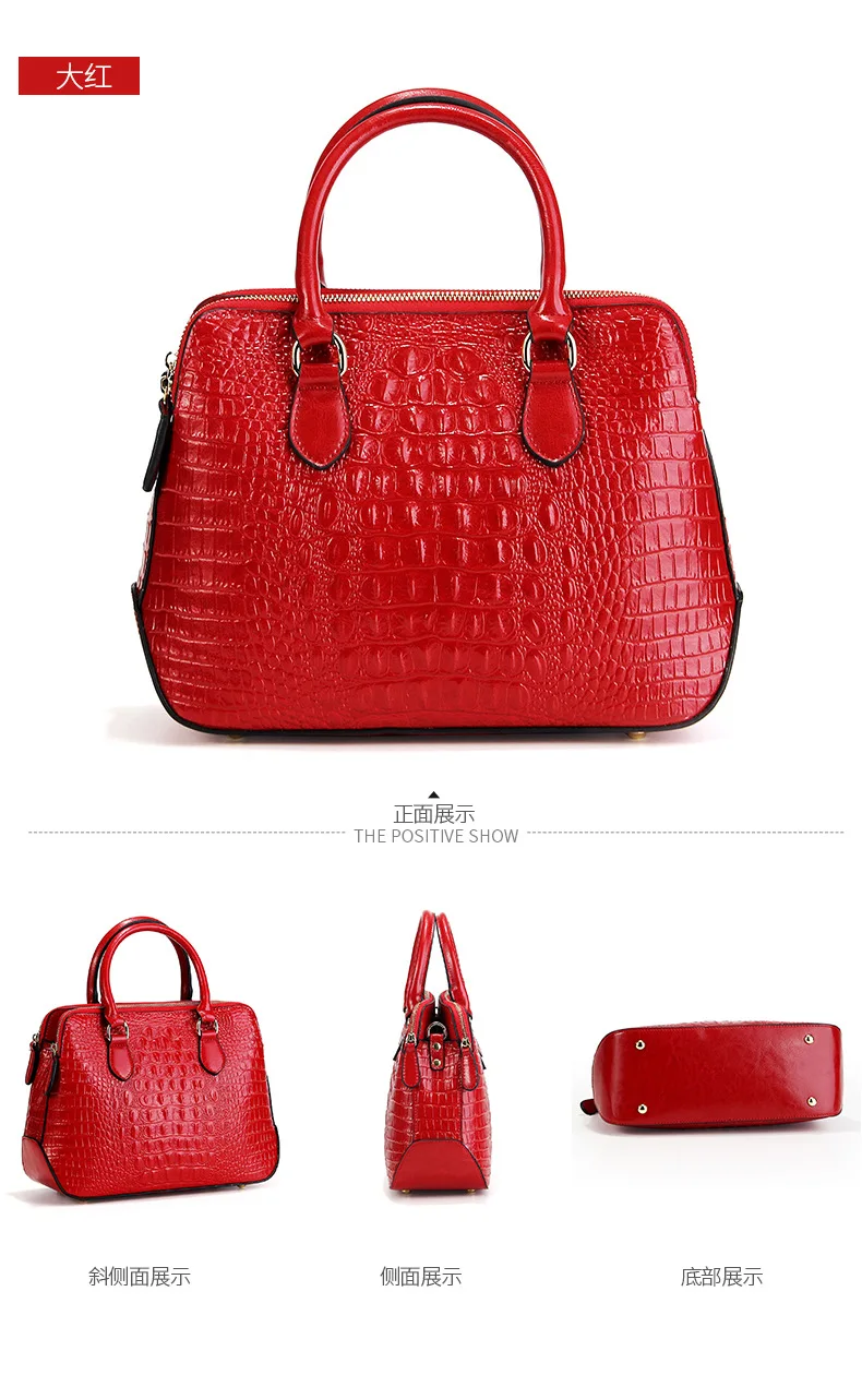 Fashion genuine Leather Women bag Crocodile Pattern Messenger bags ladies Purse female totes bag Handbag Leisure Tote Sac A Main