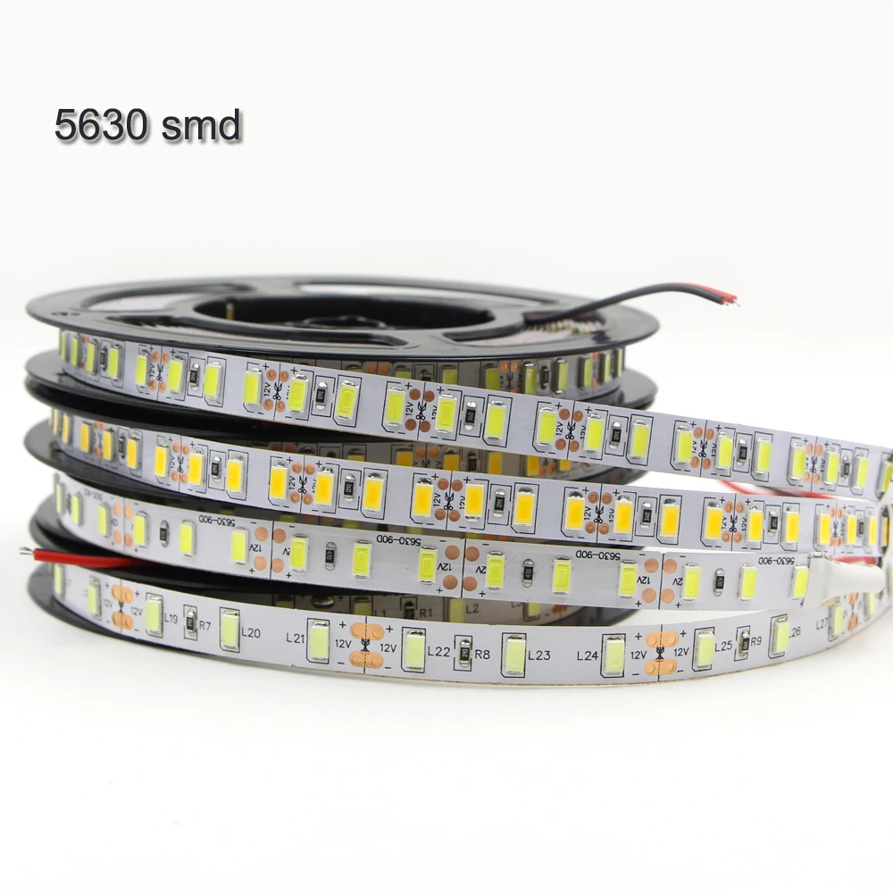 Светодиодные ленты светильник 5M 12V 2835 3014 4014 3528 5050 5630 5054 SMD теплый белый свет, холодный белый не Водонепроницаемый лента светильник Светодиодные ленты e 12v