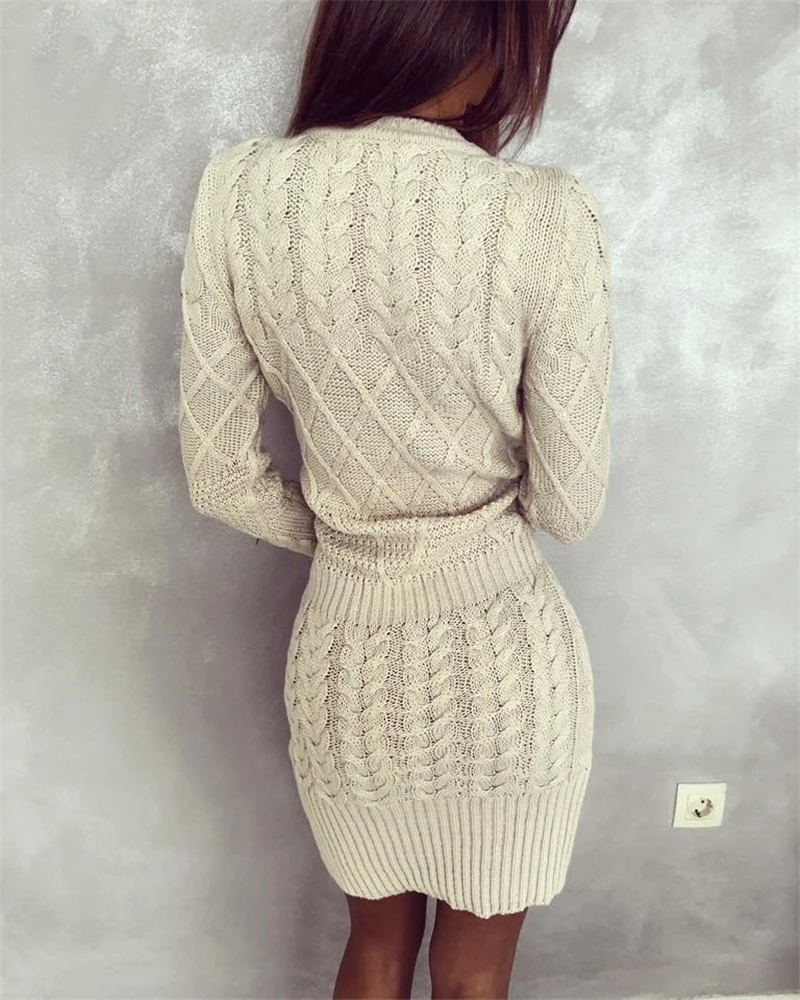 Rugod зима Свитер с длинными рукавами платье Для женщин пикантные Тонкий Bodycon трикотажные Платья для женщин узкие платье Женский Винтаж Vestidos