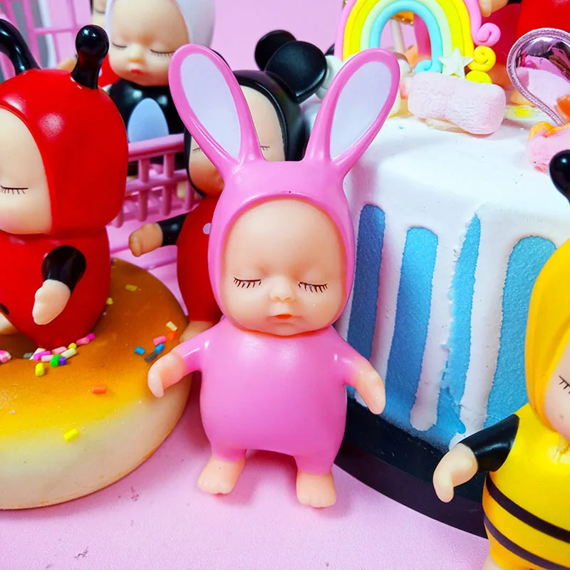 Розовый Детские куклы спящий Bjd bebe Кукла реборн брелок игрушка для детей девочки Рождественский подарок из ПВХ дети Новорожденные игрушки суставы могут перемещаться 7 см - Цвет: Розовый