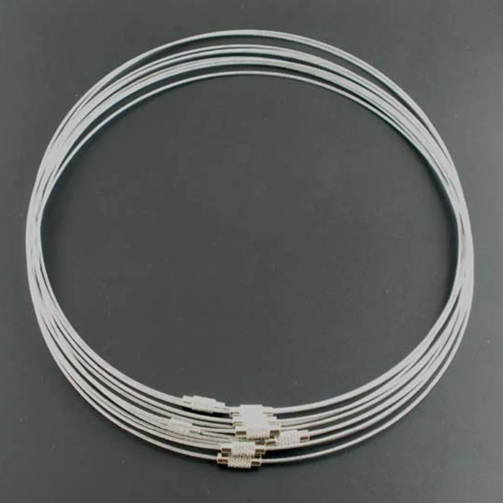 DoreenBeads серое ожерелье с круглым воротом из стальной проволоки винтовой застежкой