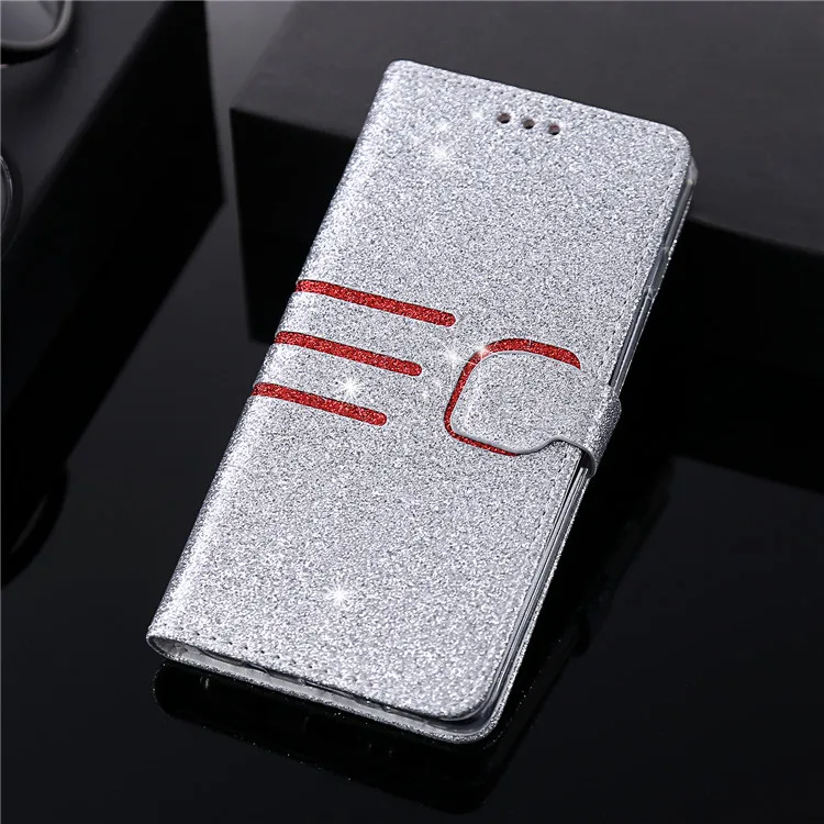 Серебристый Роскошные Флип-кейсы для huawei P Smart P20 Lite P30 Pro Y6 Pro Y7 Prime Honor 7A Pro 7C 8A из искусственной кожи с Откидывающейся Крышкой и функцией подставки - Цвет: Серебристый