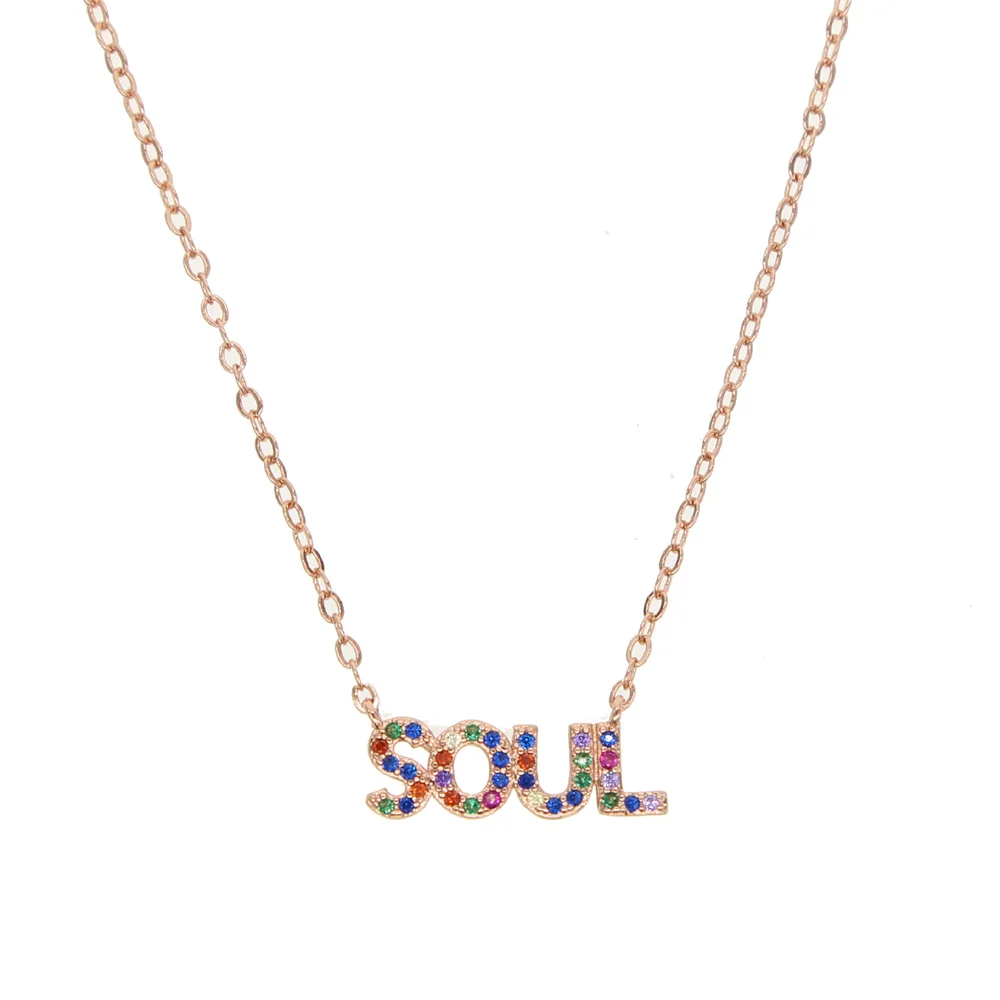 Женское Ожерелье с надписью SOUL word разноцветное ожерелье кубическим цирконием