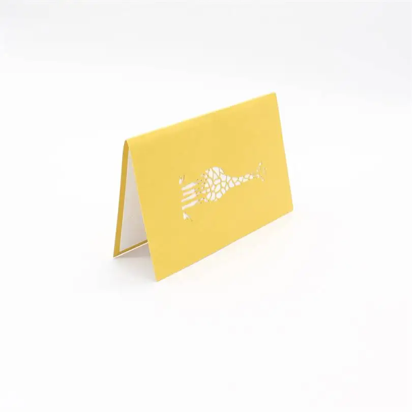 3D Бумага резьба мультфильм Жираф день рождения благословение поздравительная