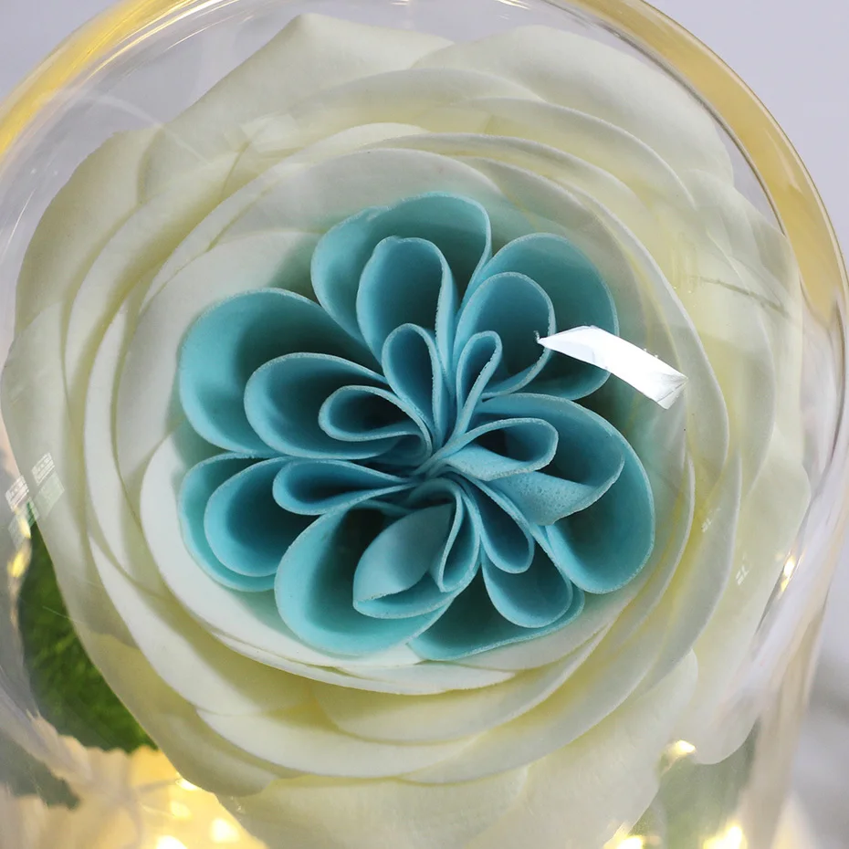 LED Soap Flower Rose Flower In Glass Dome Christmas Gifts Artificial Flower Valentine's Day Wedding Party Home Decor Fake Flower