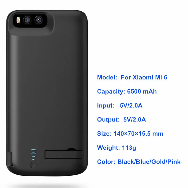 6500 мАч Расширенный телефон батарея мощность чехол для Xiaomi Mi 6 Портативный Power Bank mi