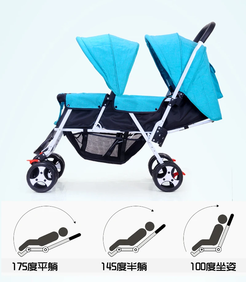 Близнецы Детские Коляски складной Kinderwagen 2 в 1 двойной коляска для двойни может сидеть лежа легкая коляска с зонтиком Детская коляска Коляска