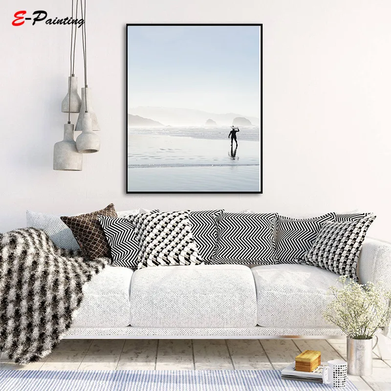 Dock Art Sea Print Black and White Photography Greece Ocean Poster Wall Decor Canvas Painting Picture | Дом и сад