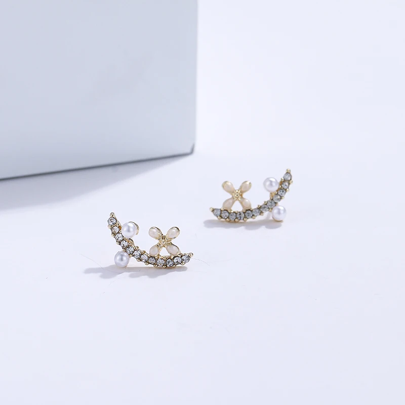 YMYW изысканный темперамент имитация жемчуга Эмаль Медь Серьги гвоздики Роскошные