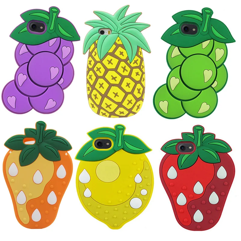 Чехлы для телефона с объемным мультяшным фруктом iphone 5 6 6S 7 Plus силиконовый чехол