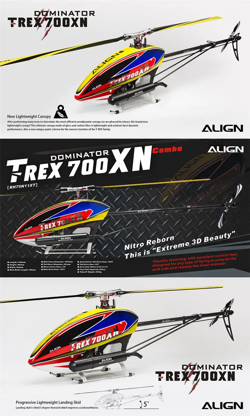 Выровняйте T-REX 700XN вертолет Доминатор супер комбо RC игрушки модели Вертолет Дрон