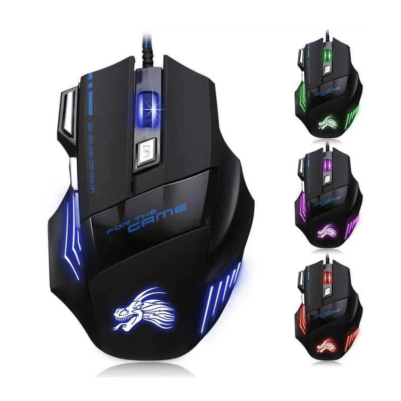 7D Проводная игровая мышь USB 5500 точек/дюйм 7 кнопок LED оптическая профессиональная