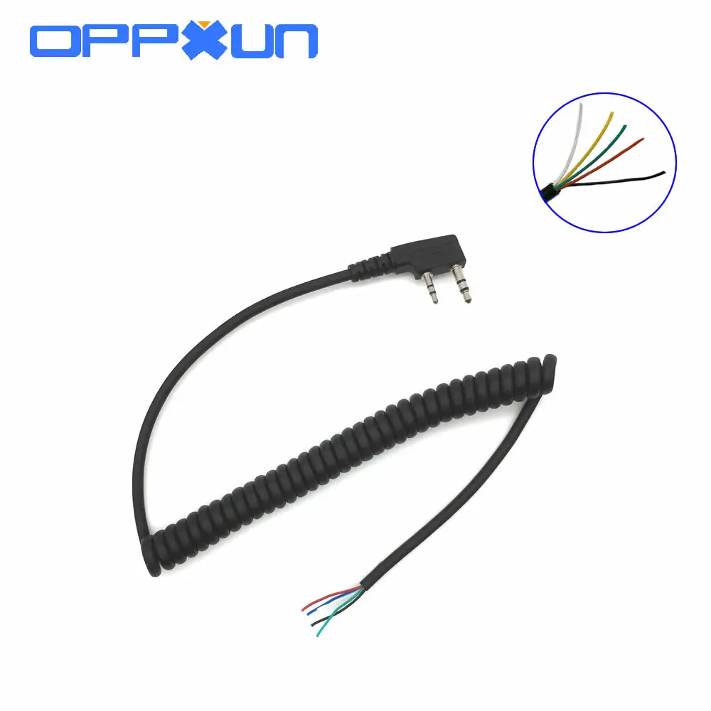 DIY 5 Провода микрофонный кабель K plug 2 булавки для kenwood wouxun baofeng puxing lin tontyt quansheng walkie talkie