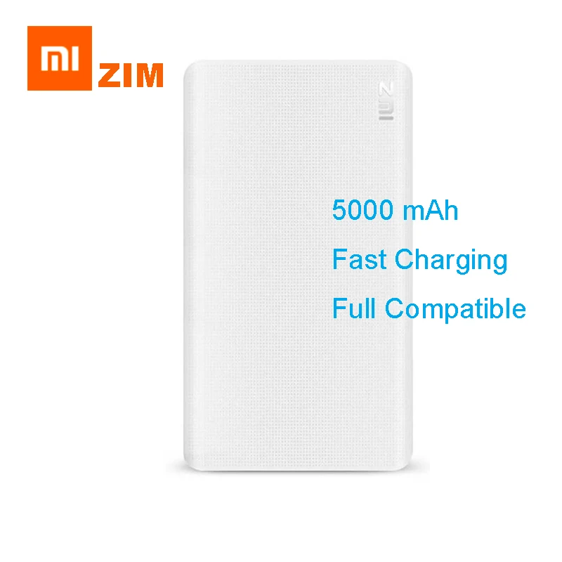 Xiaomi ZMI 5000 мАч Внешний аккумулятор Портативная зарядка двухсторонняя Быстрая QC2.0