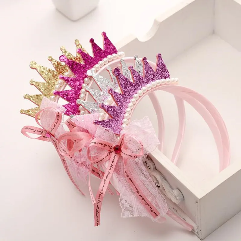 

New Crown Pearl Headband Children Girls Princess Bowknot Hairband Hair Party Favor wedding birthday