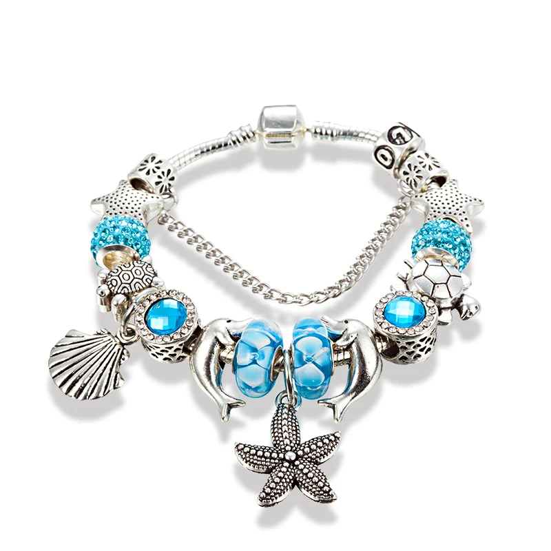 Viovia Новое поступление сплава Дельфин черепаха браслет и Мурано трава бисера для