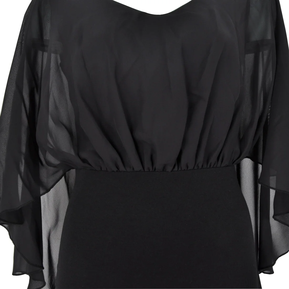 Black Dress Шифон Лоскутная Кабо Рукава Эластичный Bodycon Elegent Карандаш Платья