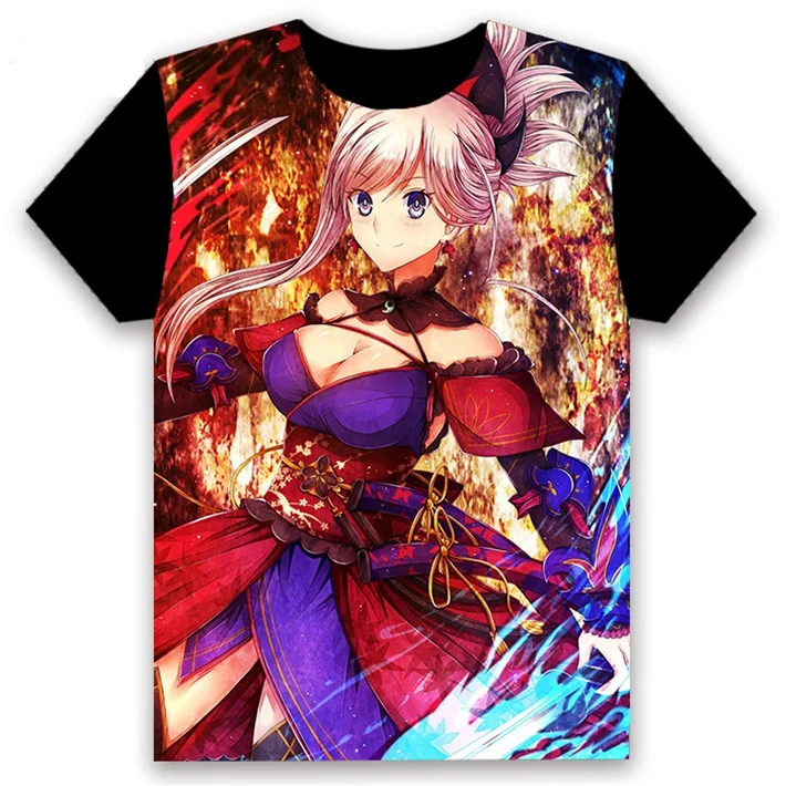 Футболка Аниме Манга Fate/Grand Order Miyamoto Musashi Косплей короткий рукав женские мужские черные футболки Топы повседневные летние Забавные Рубашки - Цвет: 9