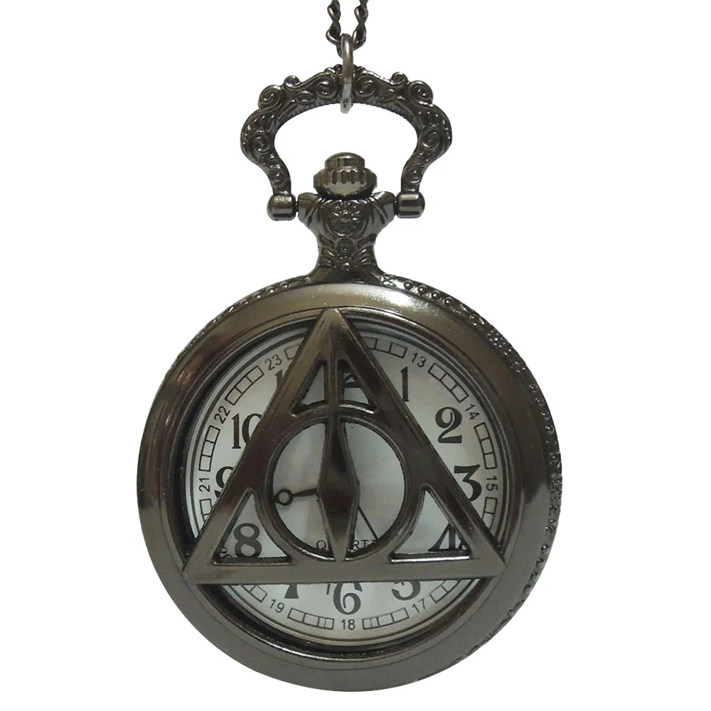 Винтажный Черный Гарри Поттер Deathly Hallows кварцевые карманные часы аналоговый