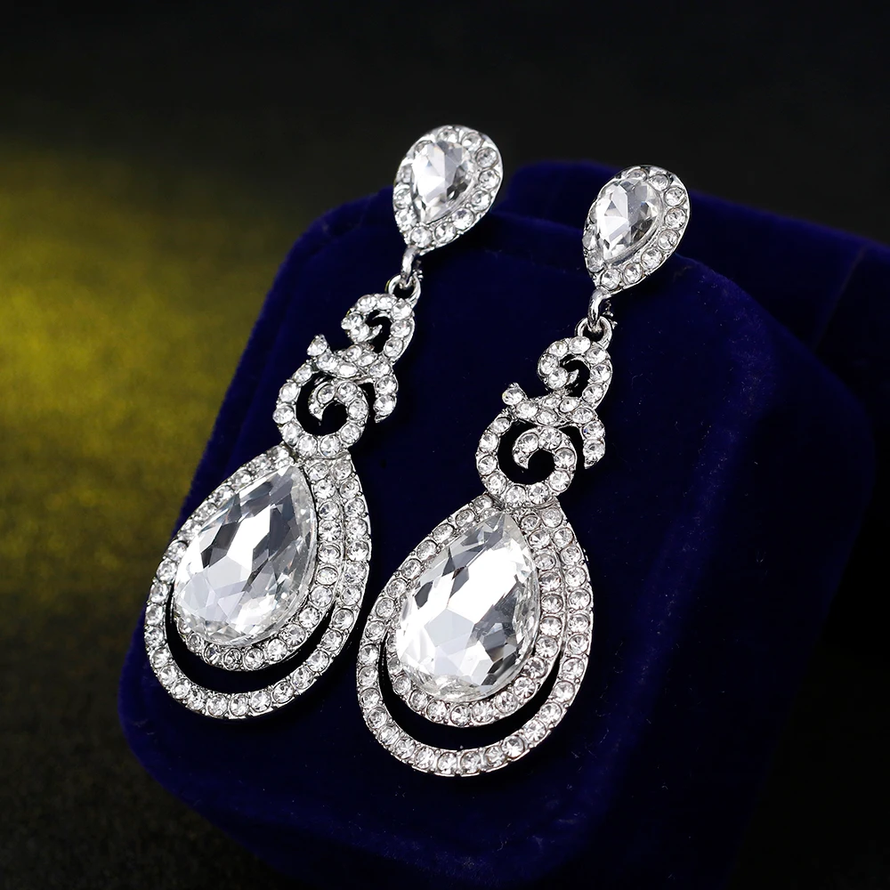 Женские Висячие серьги со стразами длинные висячие с камнями свадебные