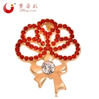 mzc loverly red crystal flower brooches for female suit lapel pins broches bouquets bulgaria jewelry mothers day gift