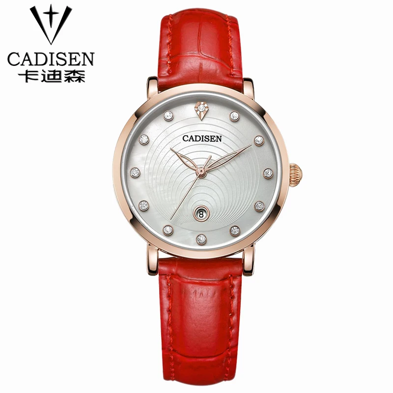 Cadisen элегантная дама часы горный хрусталь Автоматическая дата смотреть