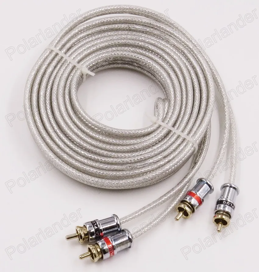 Белый цвет 5 метры rca в RCA стерео аудио кабель провод для автомобильного усилителя