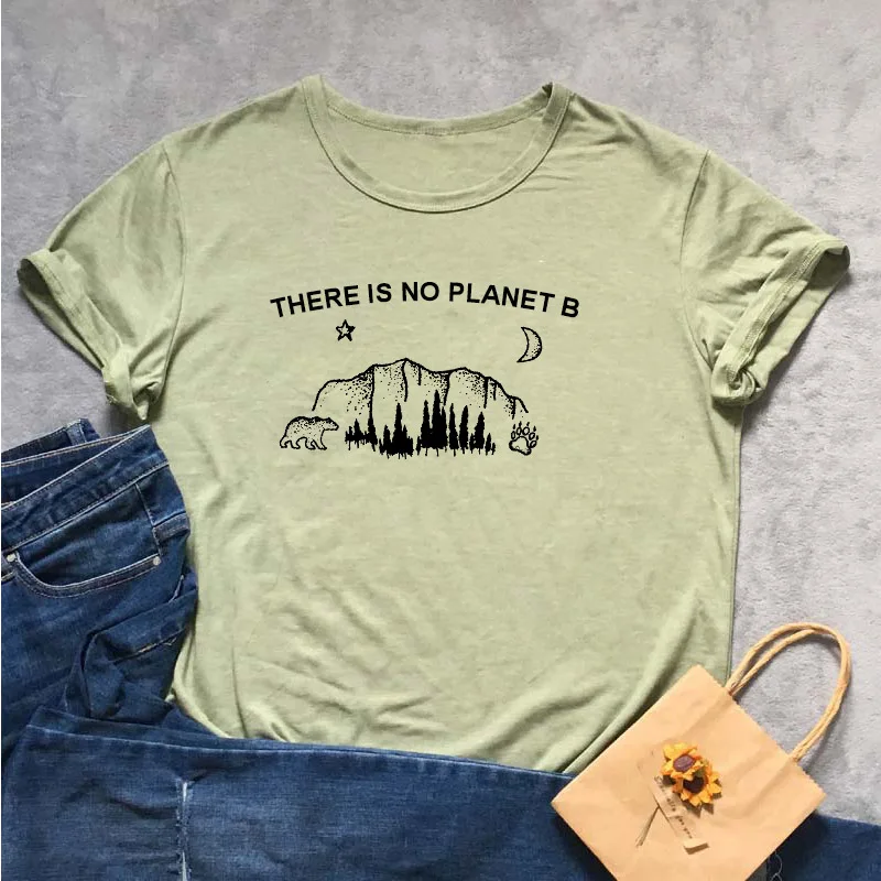 Свободная футболка с графическим рисунком надписью There Is No Planet B забавный
