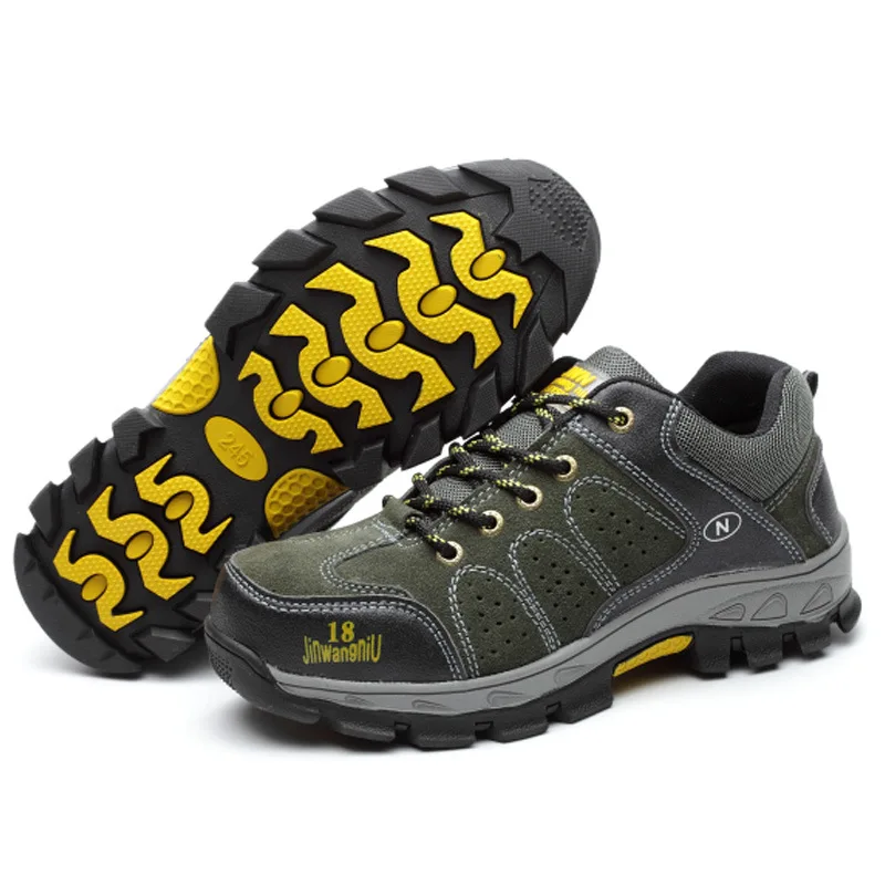 Мужская обувь со стальным носком дышащая безопасная мужские рабочие ботинки