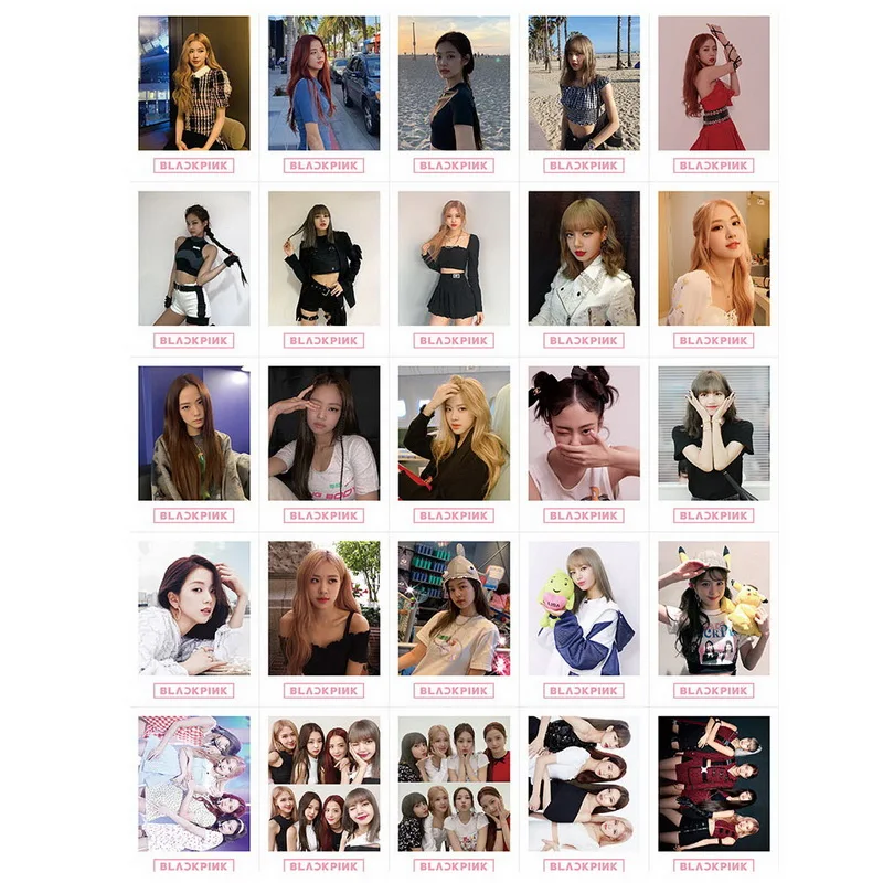 45 шт./компл. KPOP Черный Розовый альбом Лиза Роза Дженни JISOO самодельная бумага Lomo карта фото плакат в виде карты Фотокарта