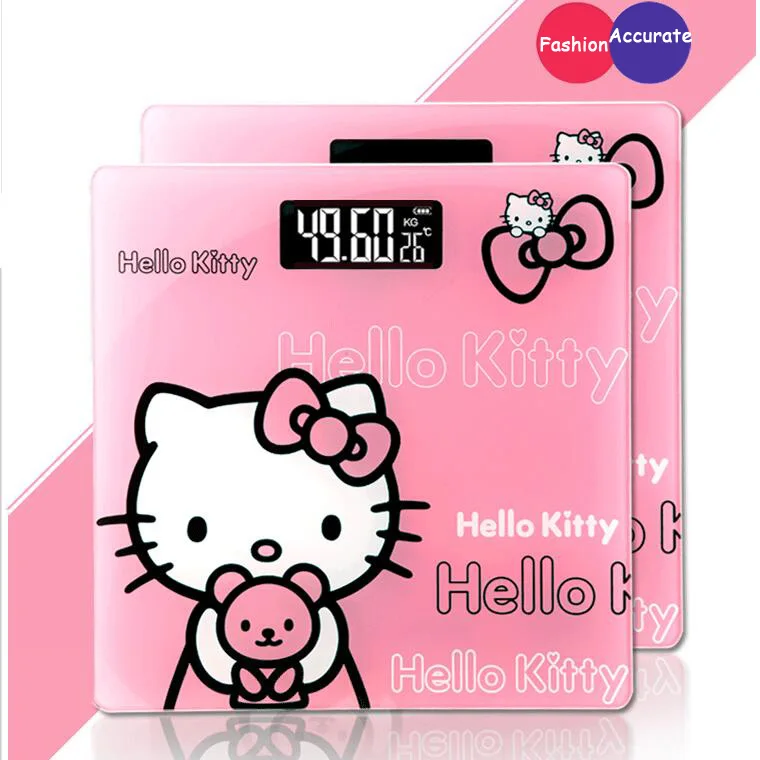 Розовый Квадратный hello kitty балансовая цифровая шкала Смарт Электронные весы напольные весы для ванной Бытовые аксессуары - Цвет: Розовый