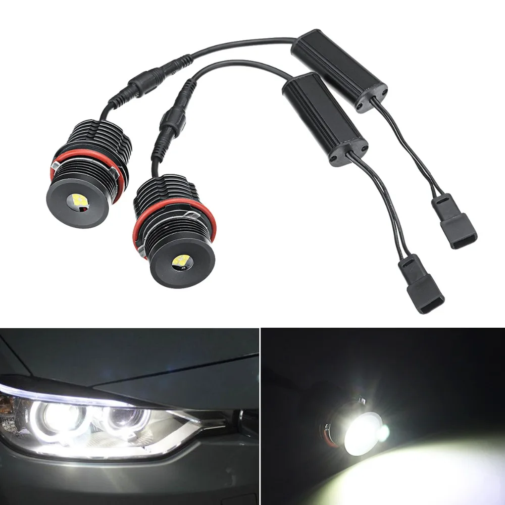 

2pcs LED Angel Eyes for BMW E39 E53 E63 Error Free White LED Light Bulbs 80W 6500k Halo Ring Head Light for BMW E61 E64 E83 E87