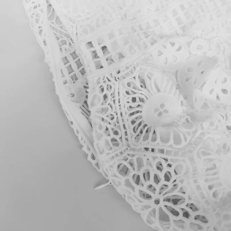 Женское длинное платье белое ажурное платье-макси с квадратным вырезом на лето