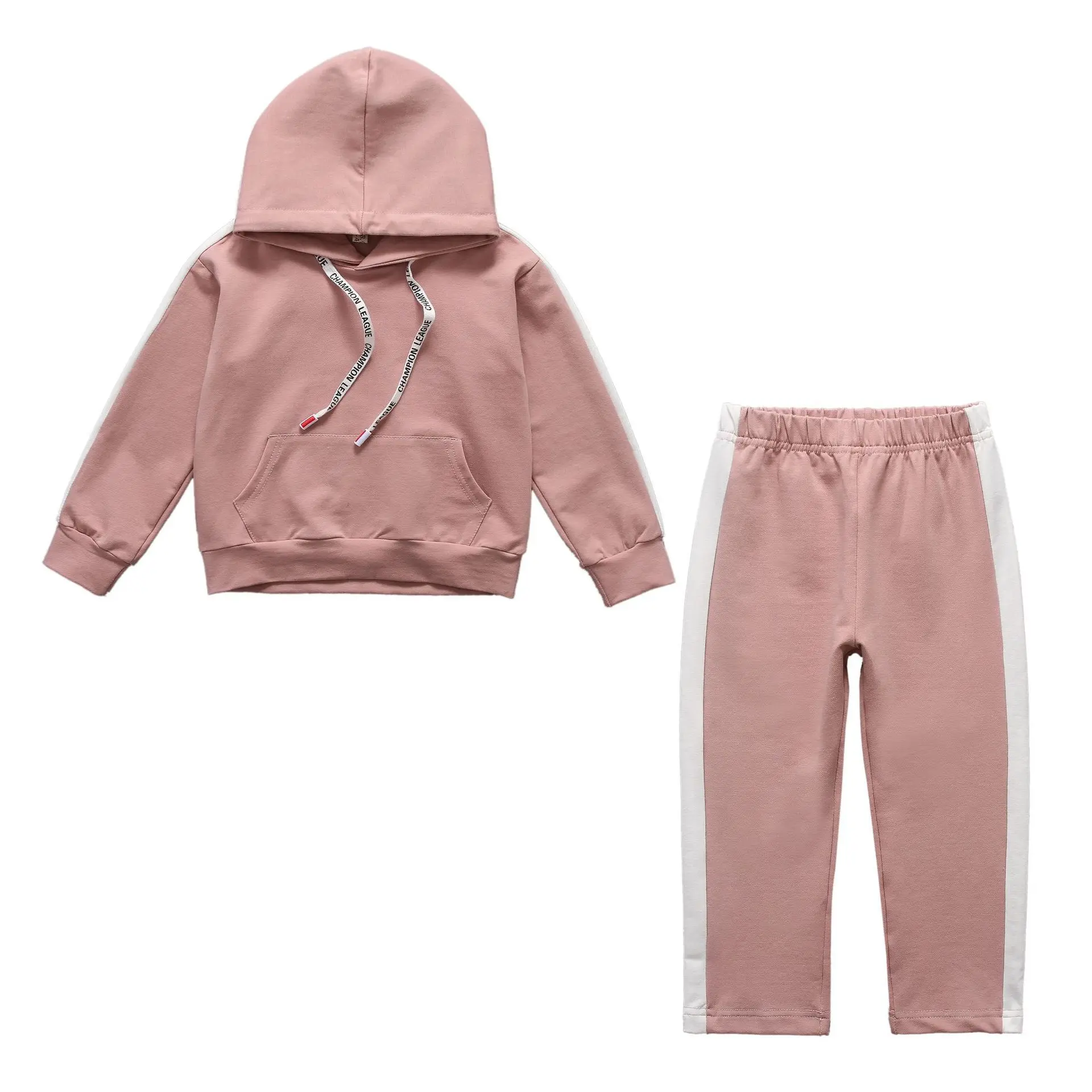 

Anlencool 2020 New 2pcs spring autumn children clothing set solid baby girls sports suit sportswear suit white stripe 4-12 years